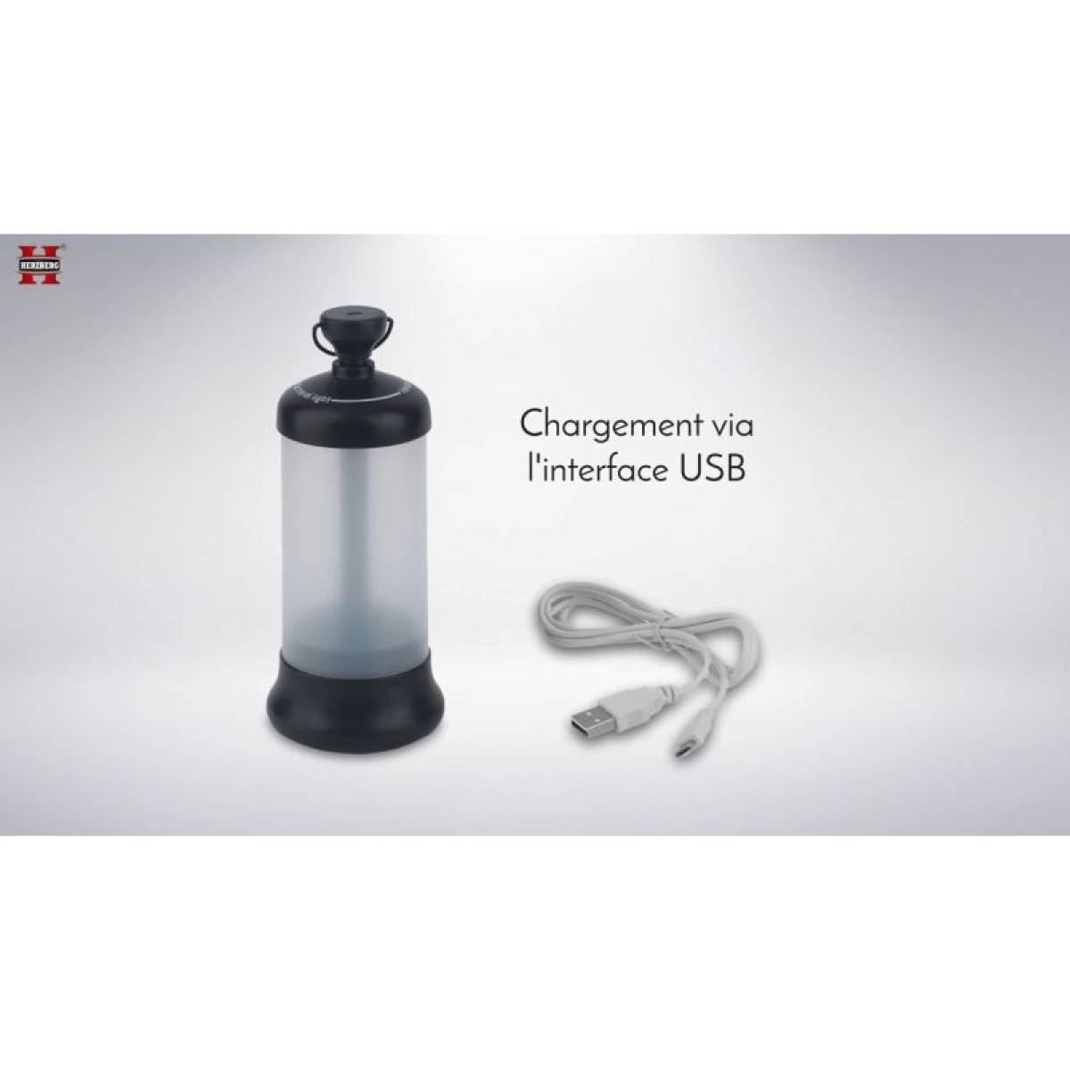 Lanterne portable LED de voyage noir Herzberg HG5049-BLK