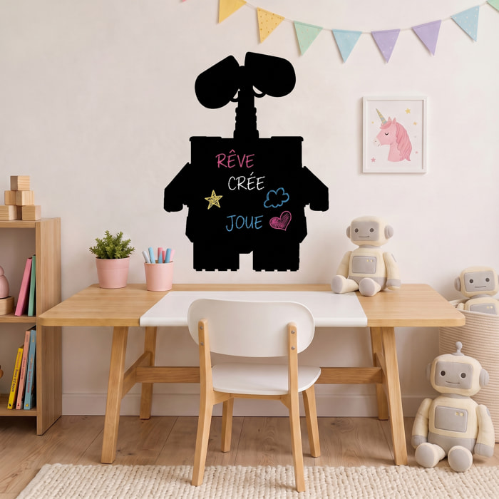 Sticker ardoise tableau noir - stickers muraux adhésif effaçable - SILHOUETTE ROBOT