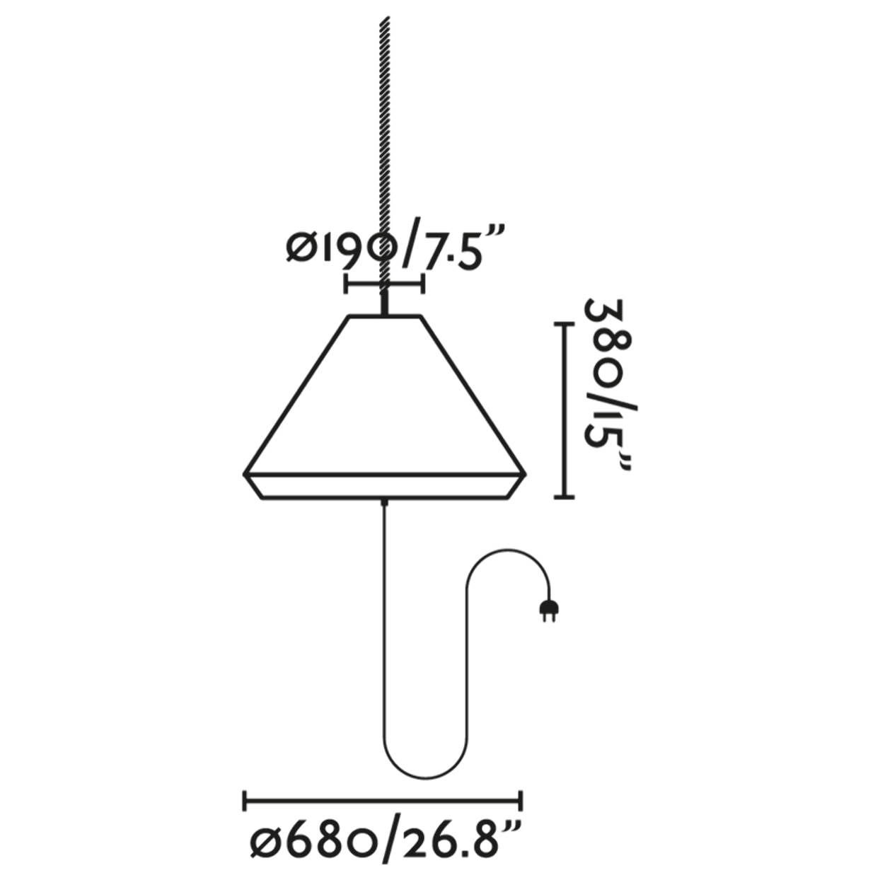 SAIGON OUT Lampada portatile e sospensione grigia/marrone W70 hole cap