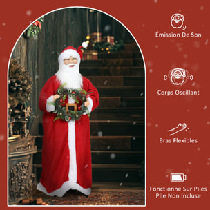 Figurine de Père Noël, debout de Père Noël rouge traditionnelle 110 cm, commande vocale, musique festive, bras pliables, pour les décorations d'intérieur et de fête