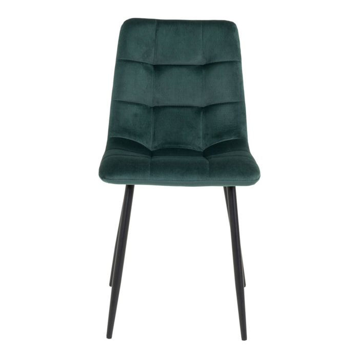 Set 2 sedie da pranzo Middelfart in velluto verde scuro con gambe nere