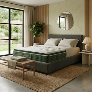 Ensemble matelas Jade & lit coffre Colisée | Mémoire de forme et ressorts ensachés | Grande capacité de stockage | Bouclette | Gris clair