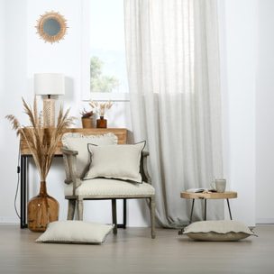 Coussin à volants en coton et lin - Ficelle