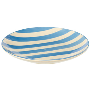 J-Line Assiette Lignée - céramique - bleu/blanc - large - 6 pièces