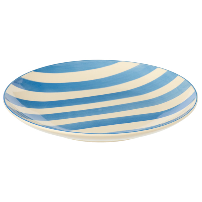 J-Line Assiette Lignée - céramique - bleu/blanc - large - 6 pièces