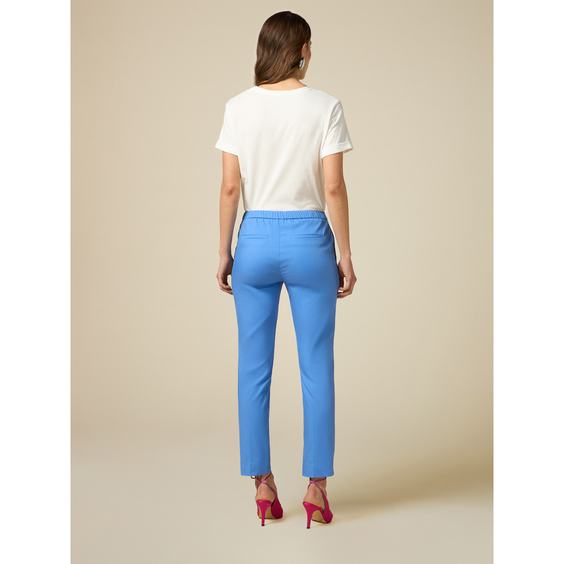 Oltre - Pantaloni basic misto cotone - Blu