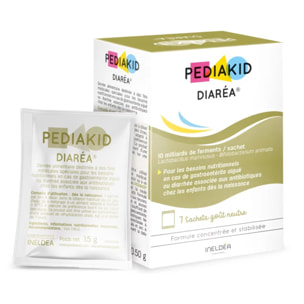 PEDIAKID - Diaréa® - Pour les besoins nutritionnels en cas de gastroentérite aiguë ou diarrhée associée aux antibiotiques - Dès la naissance - Etui de 7 sachets de poudre à diluer - Goût neutre