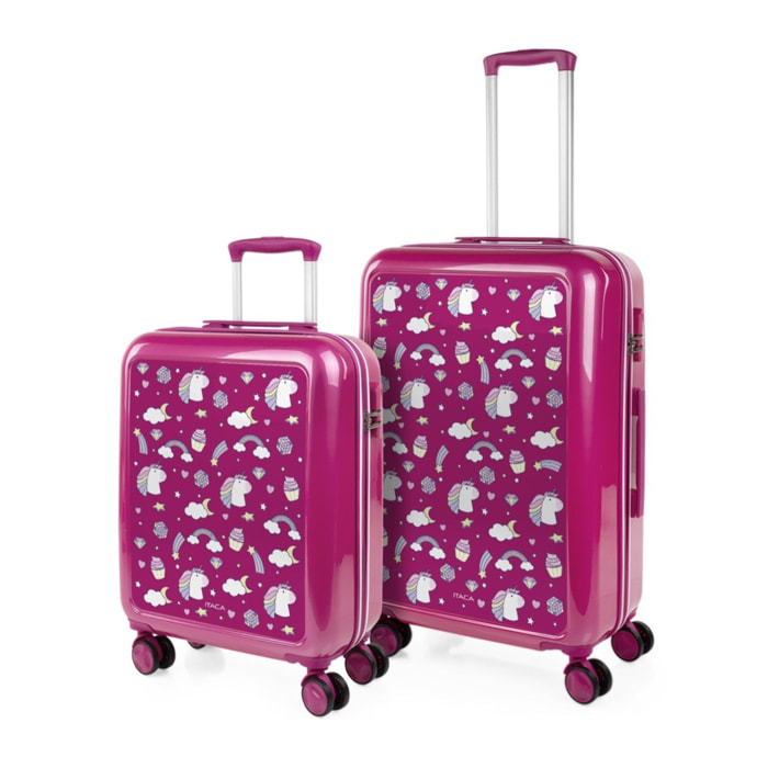 Juego De Maletas Pc Itaca Base Fucsia Fucsia Unicornios