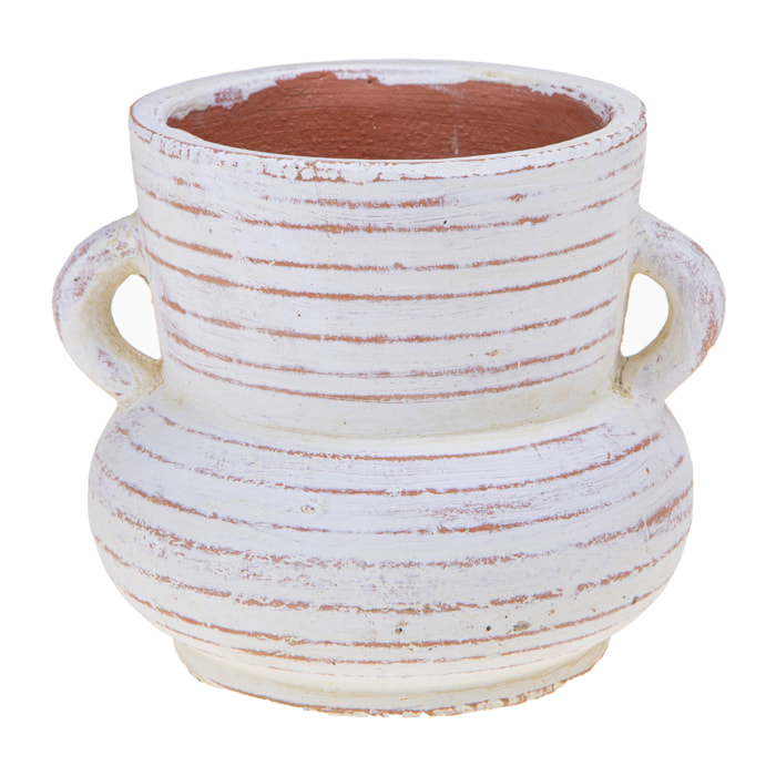 Vaso Con Manici Diametro 18,5Xh.15 Cm - Pezzi 3 - 18,5X15X16,5cm - Colore: Bianco - Bianchi Dino - Decori Casa E Complementi