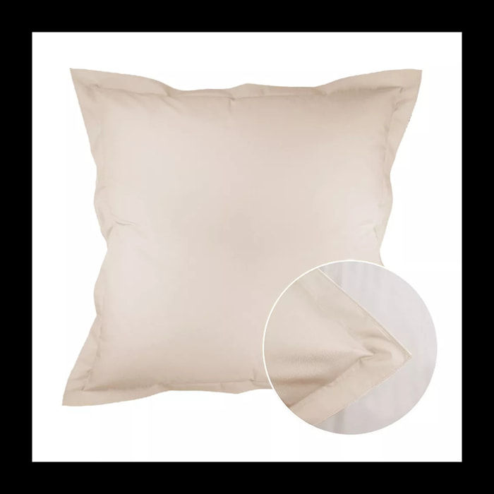 Taie d'oreiller percale de coton uni beige Olana lin