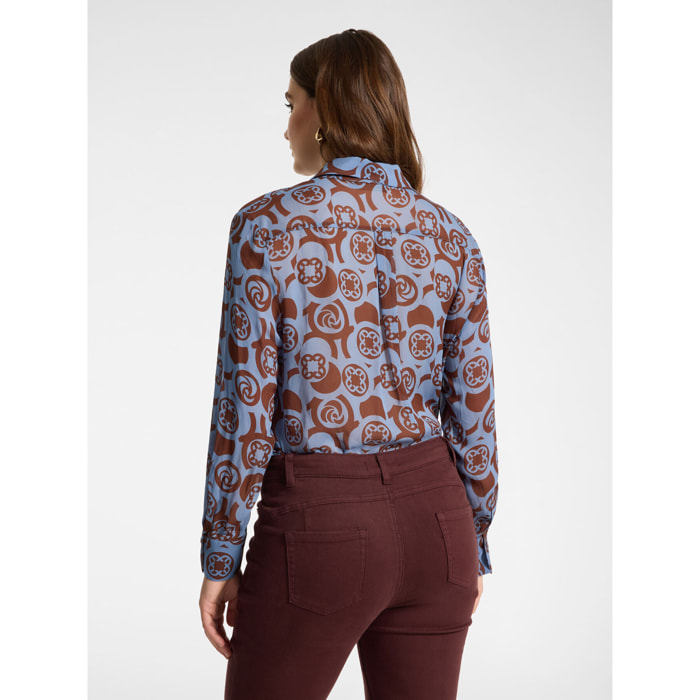 Elena Mirò - Camisa de viscosa estampada - Light - blue