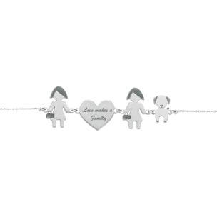 Bracciale Love Makes a Family Lei-Cuore-Lei-Cane Argento