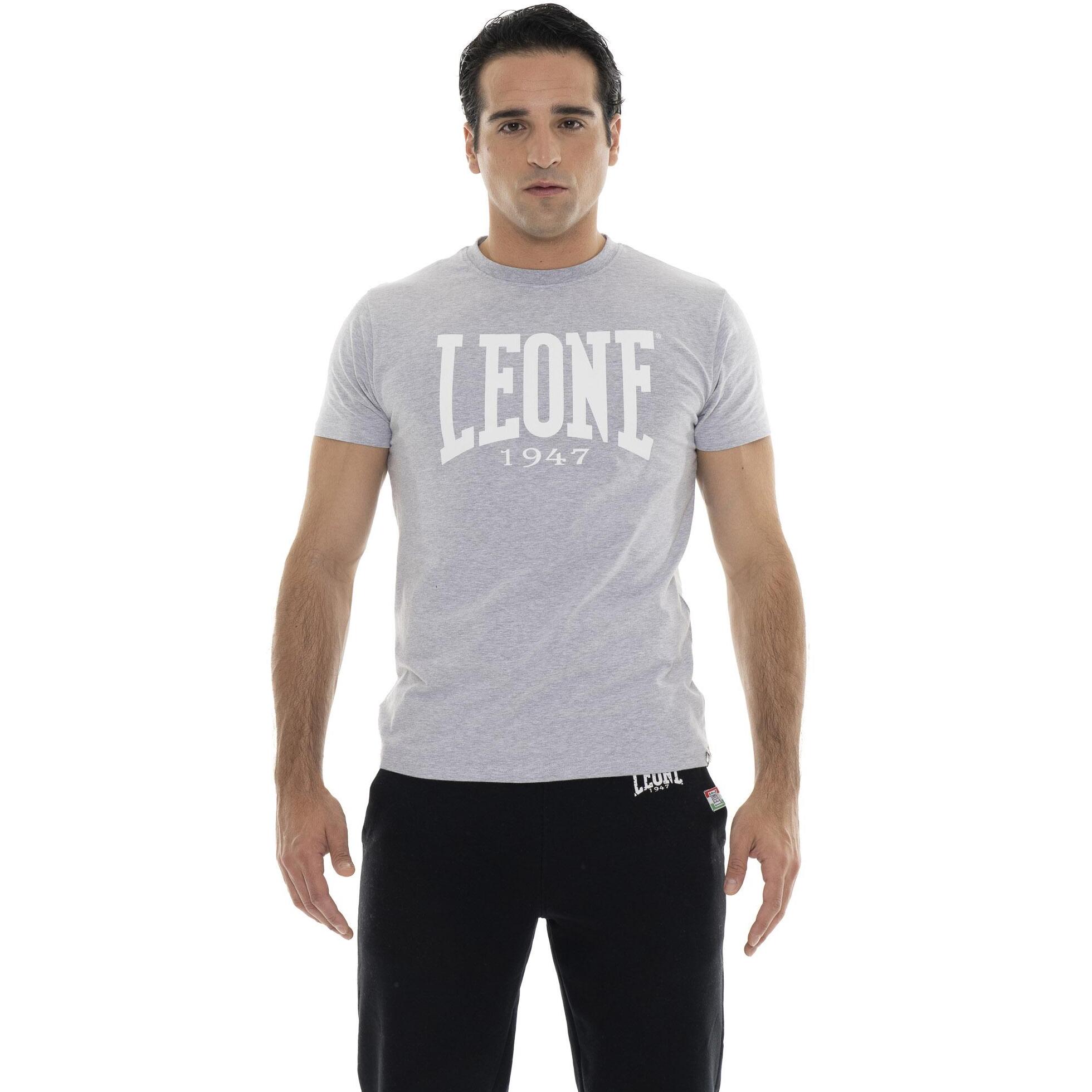 Camiseta de manga corta de algodón elástico con gran logo "Basic"