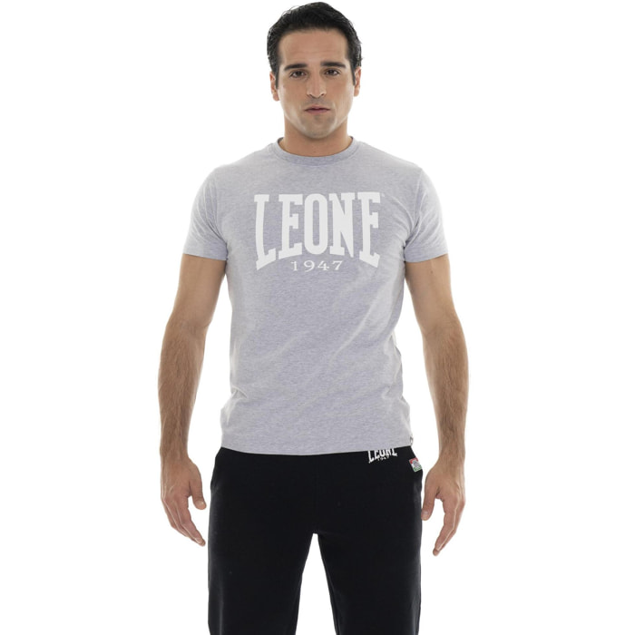 Camiseta de manga corta de algodón elástico con gran logo "Basic"