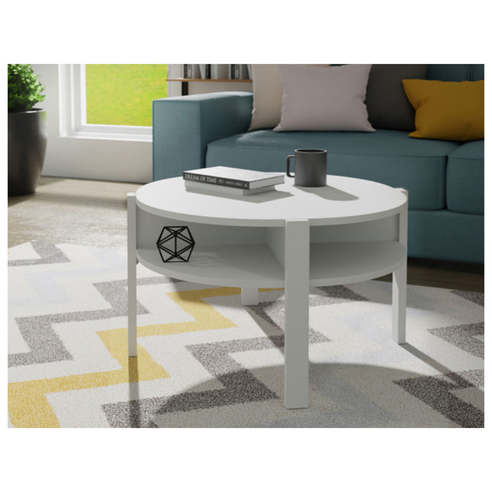 Table basse ronde en bois avec niches - 5 coloris - BAGO
