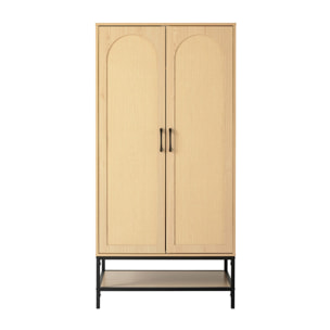 Nagato - armoire - cannage et effet bois - 80 cm - Bois / Noir