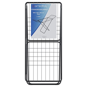 Stendibiancheria Stendino Pieghevole Da Pavimento Con Ali E Piedi Piedini Antiscivolo Spazio Stenditura 18 M In Acciaio 180 x 55 x 108 Cm Nero Opaco