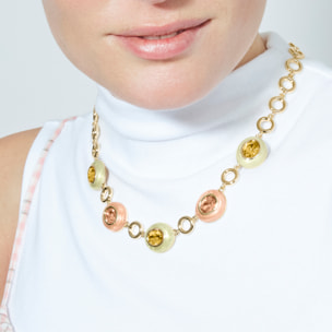 Collar de Cristal Marron acabado en oro amarillo de 18k