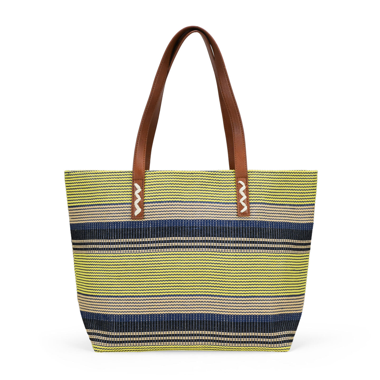 Bolso de hombro azul  en rafia con cremallera