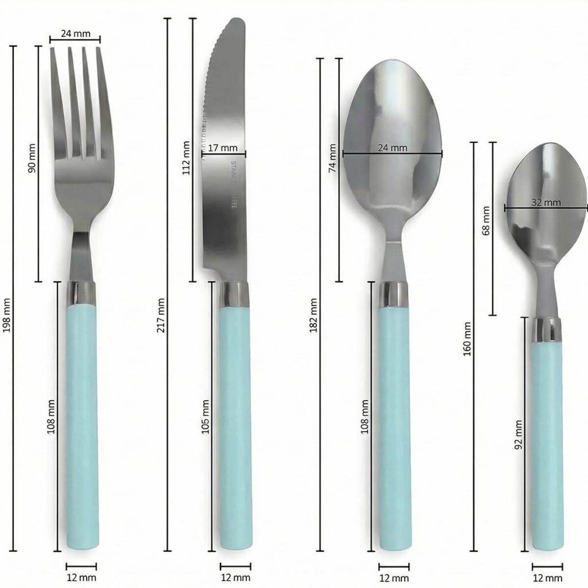 Set 24 Posate in Acciaio Inox 18/10, lavabile in lavastoviglie, design materico, Intrecci