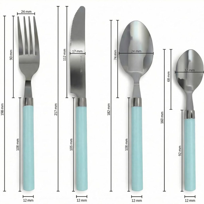 Set 24 Posate in Acciaio Inox 18/10, lavabile in lavastoviglie, design materico, Intrecci