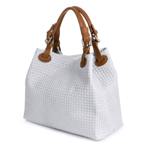 Emanuela Borsa tote Donna.Pelle autentica Velluto Incisione Geometrica