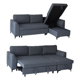 Canapé d'angle convertible LOGAN 3 places gris chiné