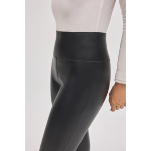 Leggings termici effetto pelle nera a pancia piatta