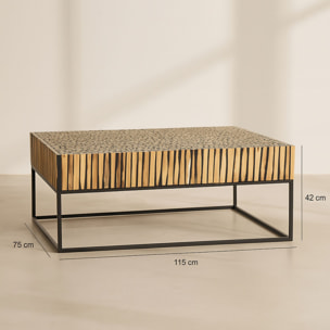 Table basse en métal et branche de teck TAHAA