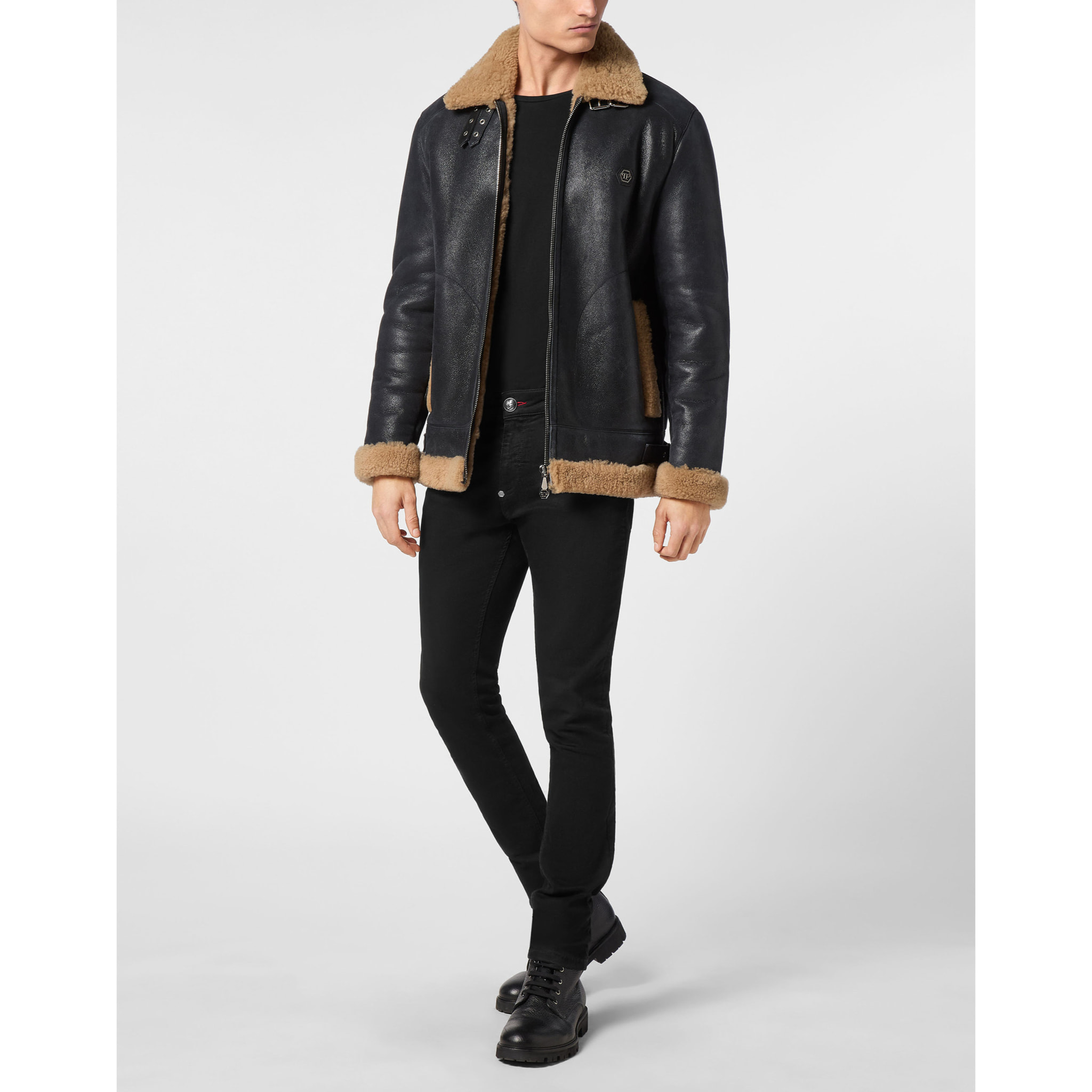 PHILIPP PLEIN Biker ajustada de cuero