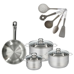 Lot Poêle 24cm & 3 Faitouts 16/20/24cm Fackelmann Etherna avec 5 ustensiles Fackelmann