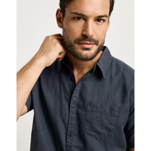 Camisa Manga Corta Azul Marino- Norla