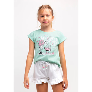 Camiseta de Niña Con Estampado De Helado En Menta