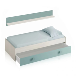 Cama doble juvenil Snuba Blanco Alpes - Verde Acqua