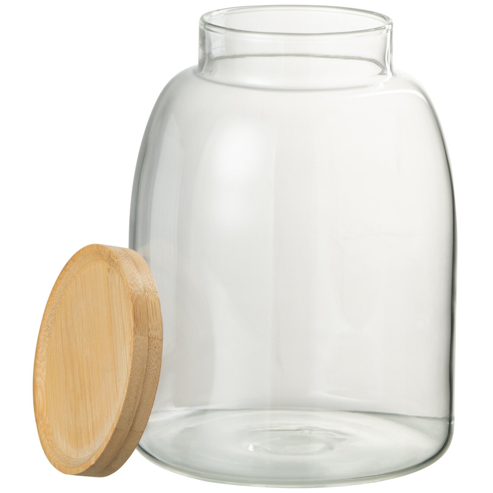 J-Line pot de conservaton Tom - verre/bambou - transparent/naturel - medium