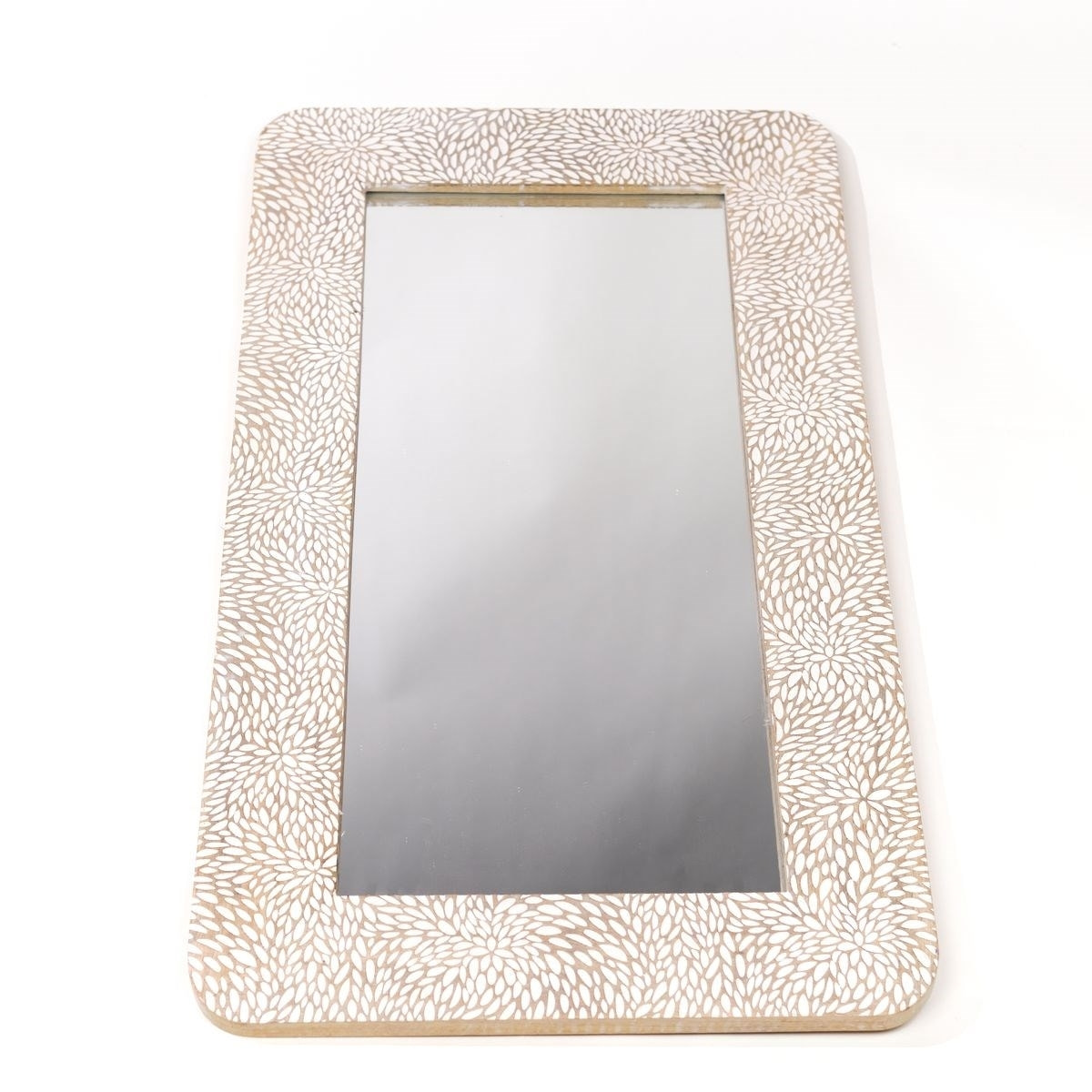 Miroir sculpté motif devant bois MANGO WOOD beige