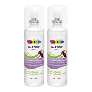PEDIAKID - Balépou® Spray - Action Répulsive contre les Poux - Huiles Essentielles BIO - Spray de 100ml - Lot de 2 produits