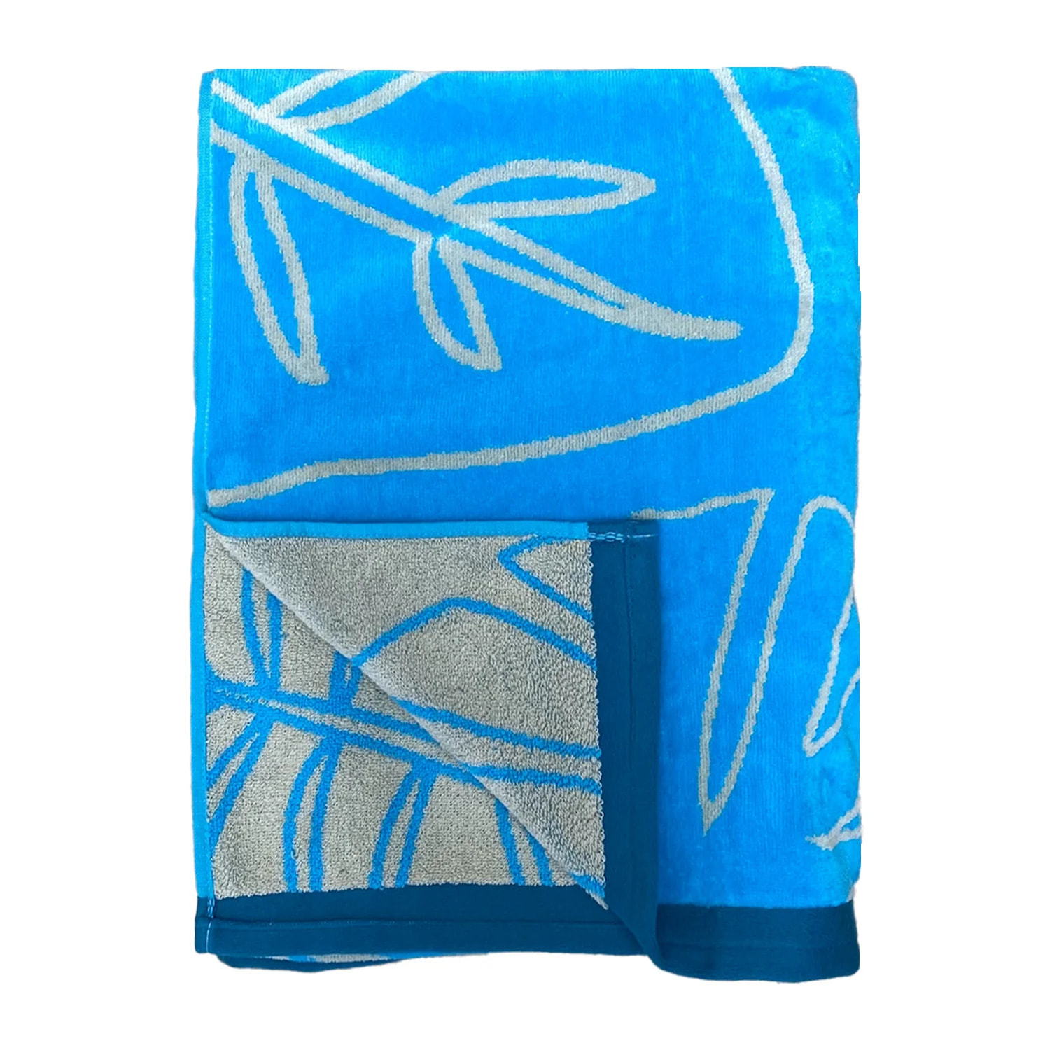 Serviette de plage éponge velours Jacquard - Kentia - 100x175cm - 470g/m²