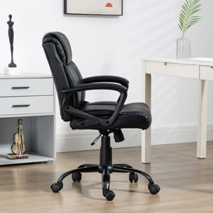 Chaise de bureau ergonomique - hauteur réglable, pivotante 360° - accoudoirs rembourrés - acier synthétique noir