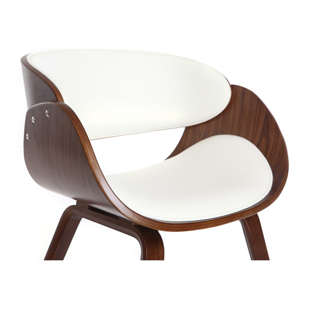 Chaise design blanc et bois foncé noyer BENT