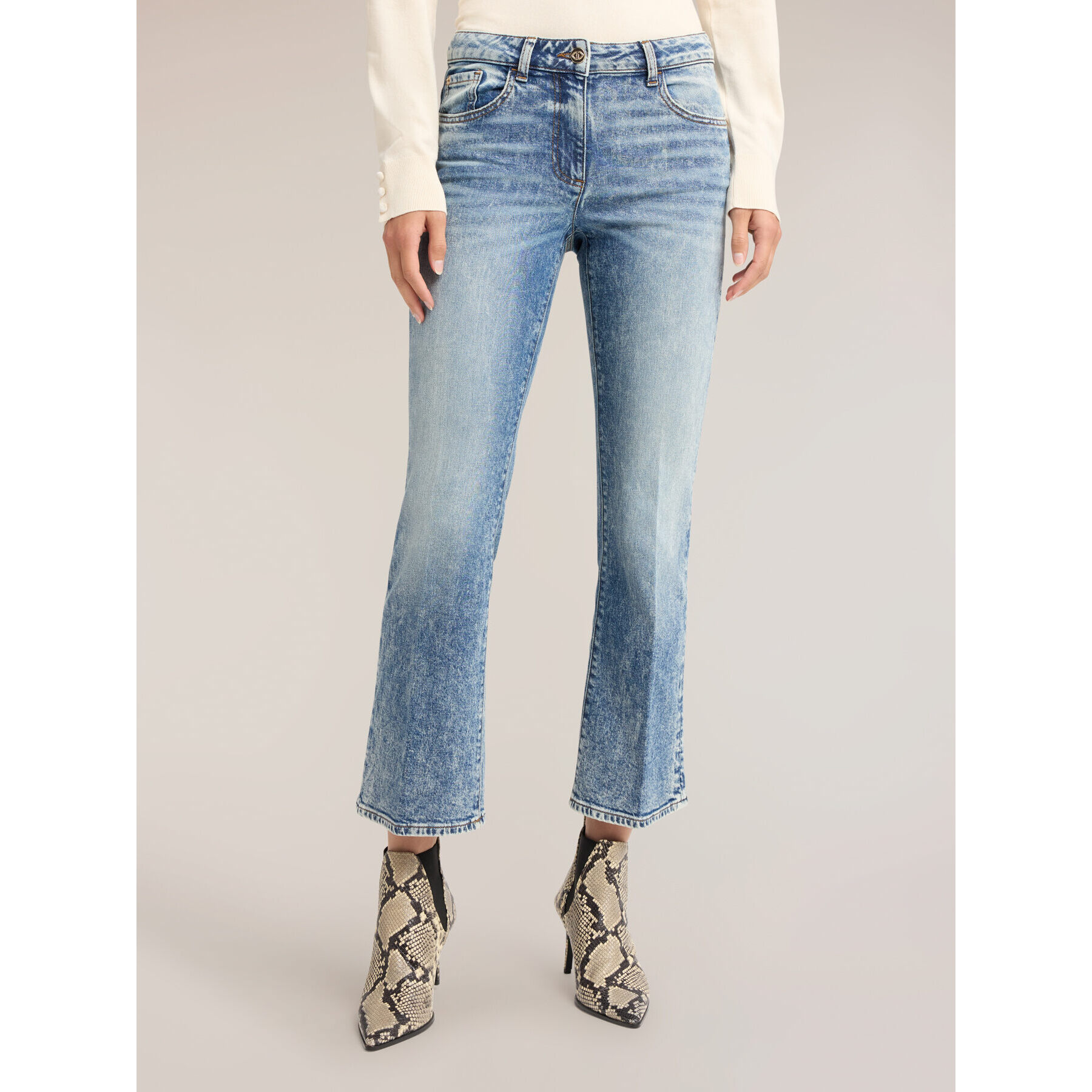 Motivi - Jeans kick flare en denim stone washed - Light - blue