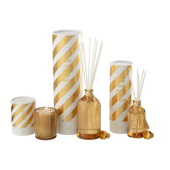 J-Line bâtonnets parfumés Magic - Sunlit Sands  - verre - blanc/or - large