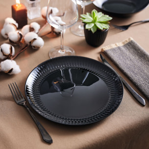 Ensemble de table, assiettes noires Cottage et verres à jus et cocktail 25 cl  - Luminarc