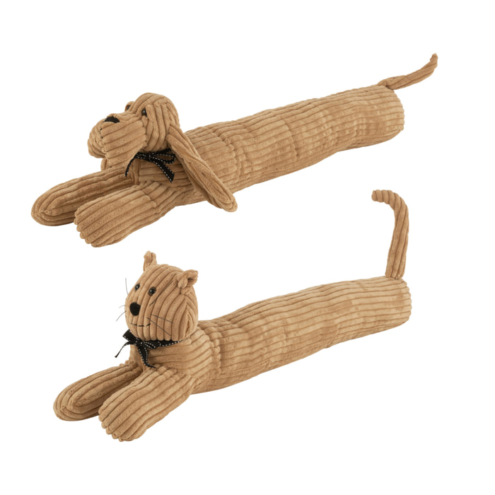 J-Line boudin de porte Chien/Chat Ligne - textile - caramel - 2 pcs