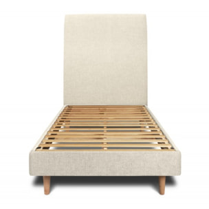 Lit avec tête de lit tapissée tissu et sommier kit Ep14