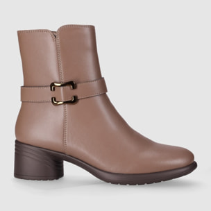Botines de Piel - Taupe - Tacón: 5 cm