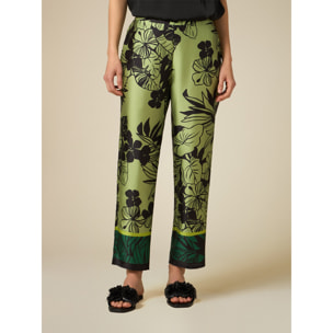 Oltre - Pantalón de raso estampado - Verde