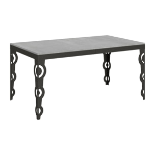 Table extensible 90x160/420 cm Karamay Evolution Gris Béton cadre Anthracite