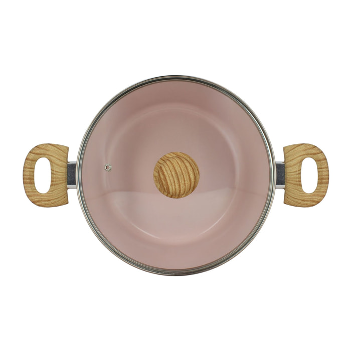 Faitout 24cm avec revêtement céramique rose - tous feux COLORAMA