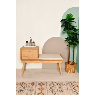 Panca Asolo, Panchina multiuso, Seduta per ospiti, Cassapanca multifunzione, 40x105h45 cm, Quercia e Crema